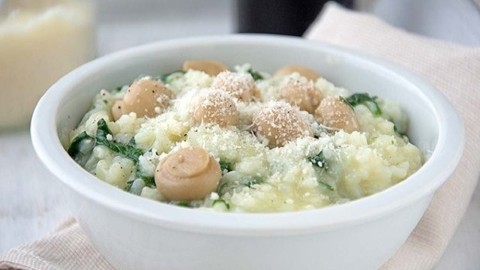 Risotto d’espinacs i bolets