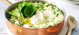 Ordi perlat amb espinacs i formatge mozzarella